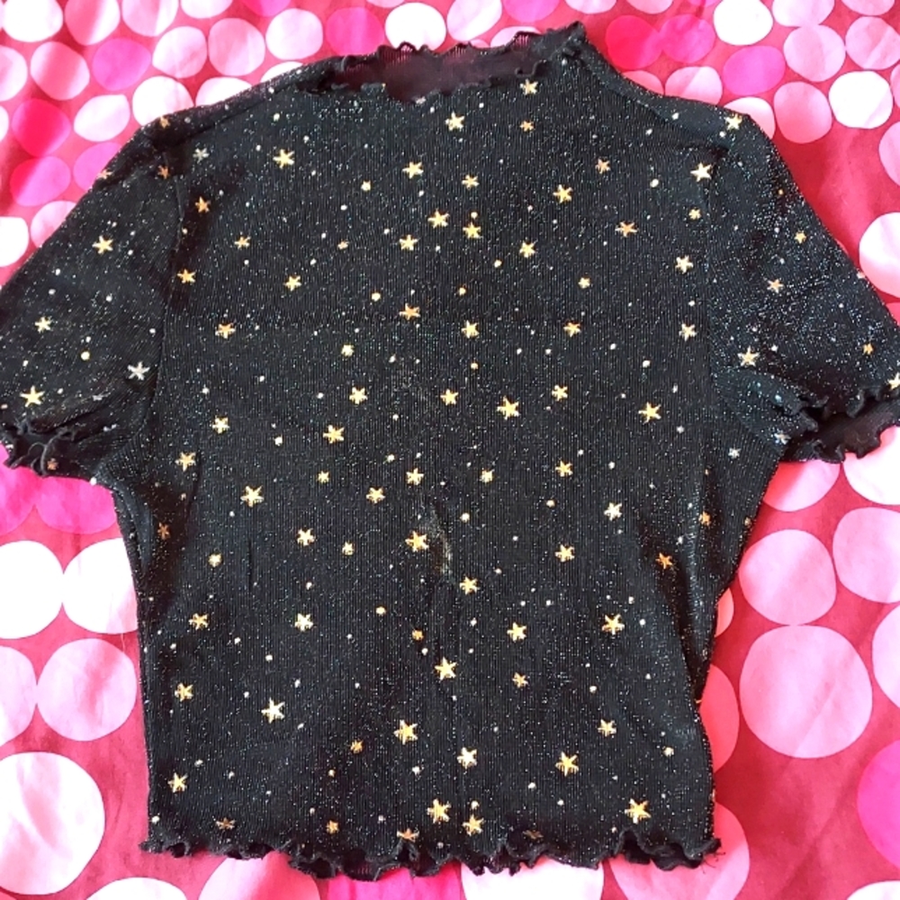 Shein Small Mesh Gold Starry Shirt